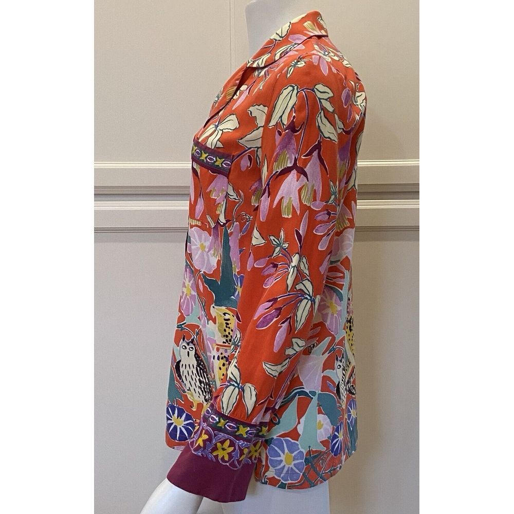 Women's Sz Small Anthropologie Lil Sire Cheetah Dreams Flannel Pajama Shirt Top - Picture 7 of 15
